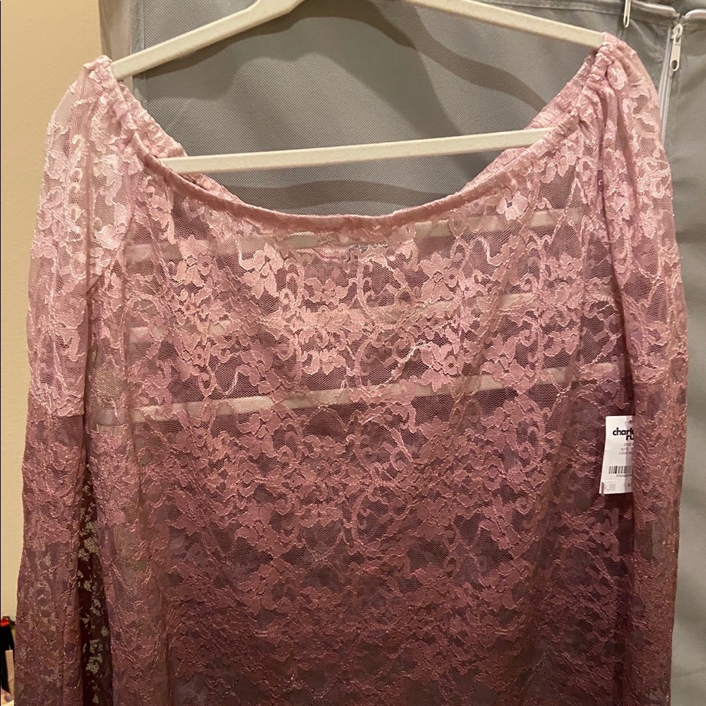 Charlotte Russe lace off shoulder top L